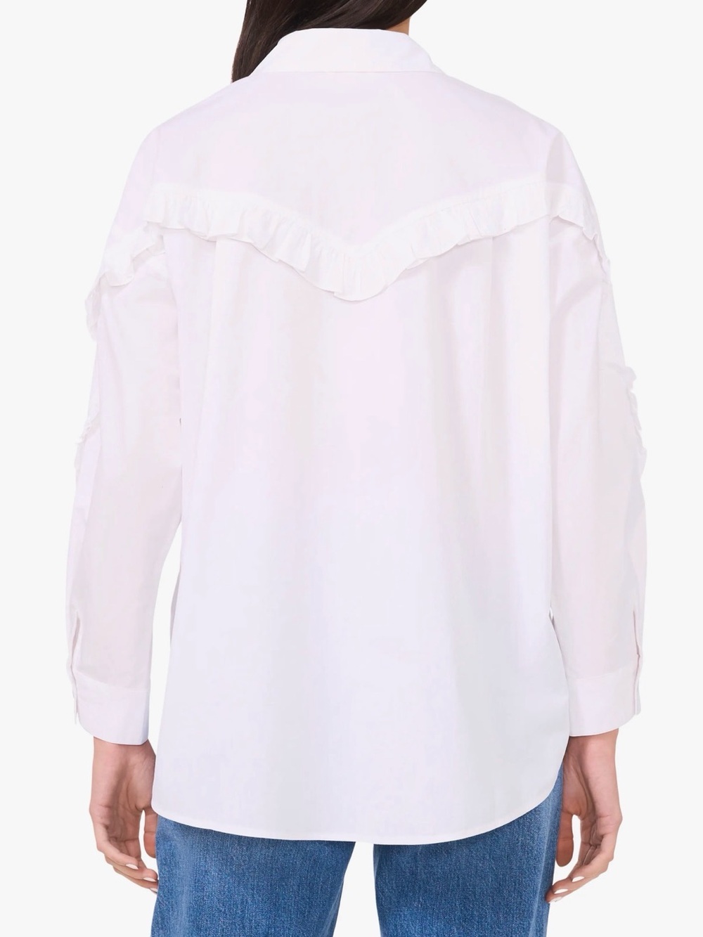 Parker Women's White Ruffle-Trim Button-Up Shirt